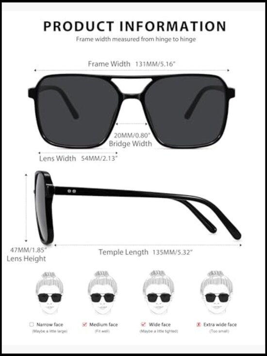 Square Aviator Sunglasses Retro Trendy UV Protection Shades main image 7
